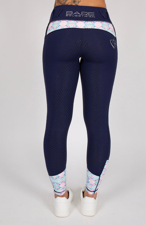 Youth Performance Riding Tights - Navy Azure